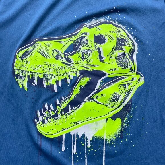 Cat and Jack Boys Blue Dinosaur short sleeve Raglan Shirt Medium (8-10) - Picture 2 of 5